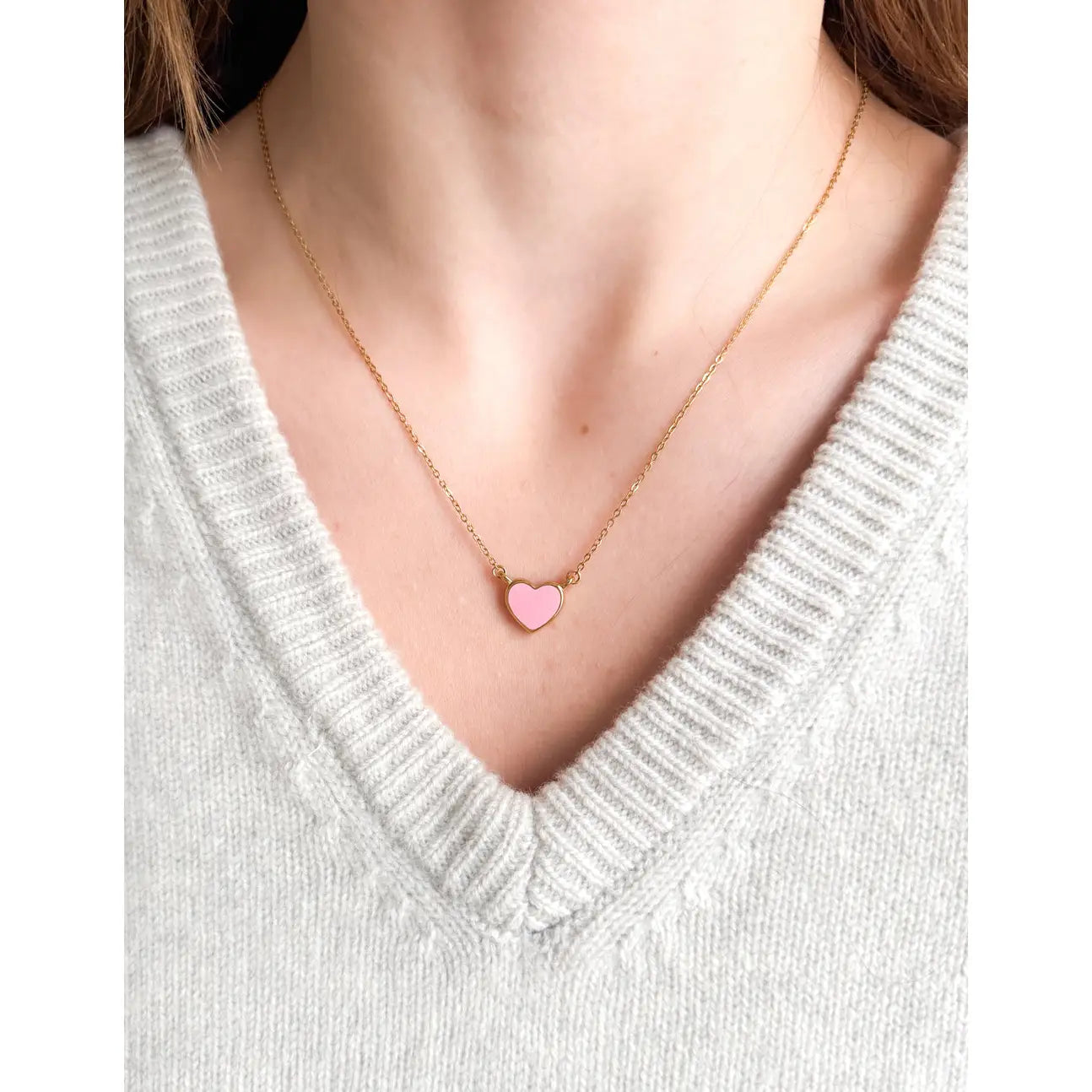 Pink Heart Faith Necklace